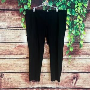Eileen Fisher Crop Capri Pull On Pants XL Black Stretch Slacks Skinny Straight